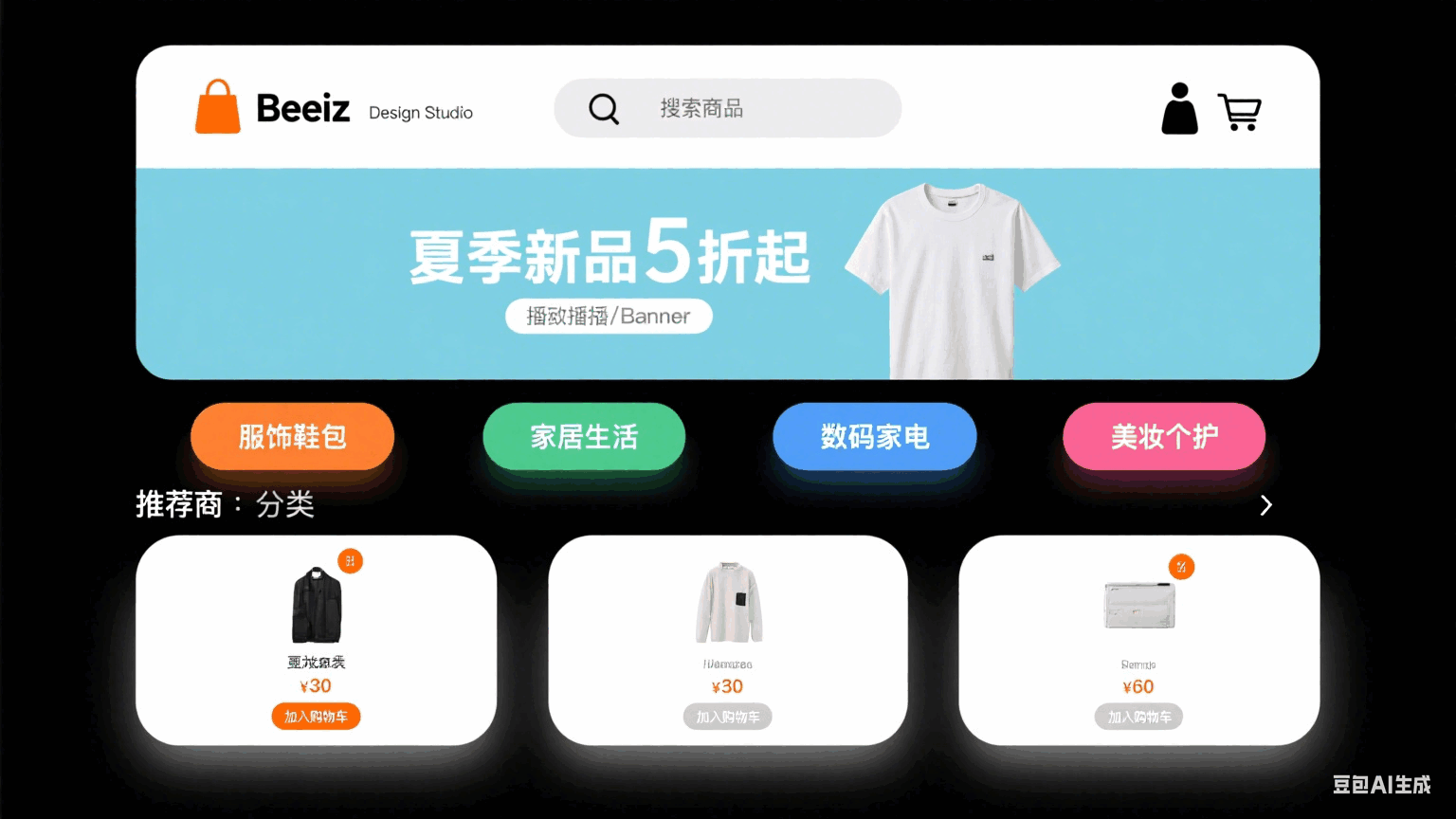 电商网站开发案例，展示网站界面